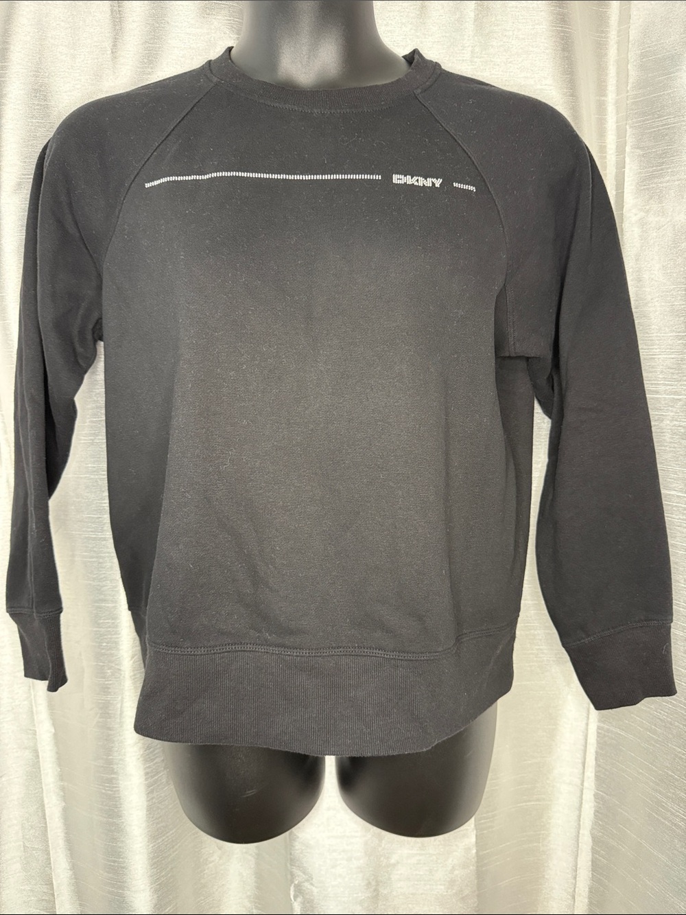 DKNY Sport Crewneck Sweatshirt Black Beaded Embellished Fleece Lined Women’s M
